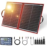 DOKIO 100W Pannello Solare Portatile (2,4kg, 48 * 66 * 1,2cm) Mobile e Pieghevole + 10A Regolatore con Presa USB 5V 2A