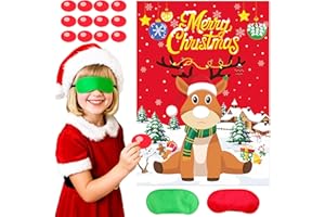 LaVenty Christmas Party Games Supplies Pin The Nose On The Reindeer Christmas Games for Kids Christmas Party Games Activities for Families Xmas Gifts