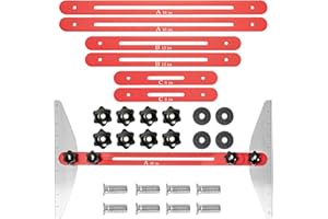 FREEAMG Stair Treads Gauge Template Tool, 10.6-45.3inch Adjustable Length stair Measuring tool Jig, High Precision Shelf Scribe Layout Tool for Stairs, Riser, Shelf, Drywall (Red)