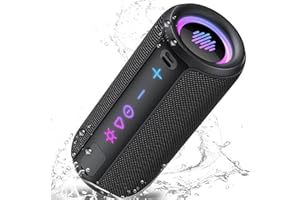 TIMU Bluetooth Lautsprecher mit Licht, Bluetooth 5.4 Musikbox, 30W Dual Lautsprecher, Dualen Bass-Treibern, 30 Std Akku, IPX7 wasserdicht, TWS Paarung, AUX, TF Karte, Geeignet Outdoor/Party/Reisen