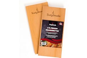 TastySmoke® Premium Cedar Wood Board for Grilling – 100% Natural Product from Western Red Cedar – Cedar Wood Grill Boards in a 2-Pack – Reusable Multiple Times