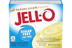 Jell-O Sugar-Free Instant Pudding and Pie Filling, Banana Cream, 0.9-Ounce Boxes (Pack of 6)