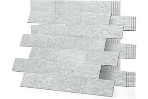 DEWOO 20 Stück Wandfliesen Wandpaneele Metro Fliesen Küchenrückwand Wand Platte Selbstklebend Klebefliesen Grau Küche Bad, (34 x 29 cm)