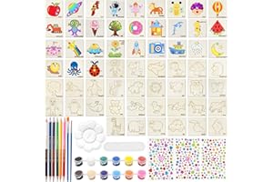 Shinybox Manualidades Madera Kit, 60 Piezas Tablero de Dibujo de Madera DIY, Decoración de Pintura Infantil de Bricolaje para Artesanía Hecha a Mano de Bricolaje de Niños Regalos