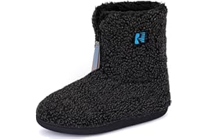 RockDove Men’s Sherpa Boot Slippers Zip Closure Warm Fleece Lining and Non Slip Sole