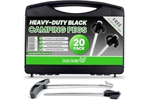 Green Thumbz Piquets de Tente – Piquets de Tente en métal et piquets de Camping en Plein air – Piquets galvanisés Orange pour Sol Dur, avec extracteur de Piquet Inclus