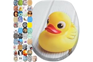 Sanilo Abattant WC frein de chute, Grande sélection de lunettes de toilette avec abaissement automatique, Fixation facile (Canard Jaune)