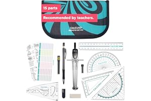 CALCUSO GEOMETRY SET PRO with compass and set square - Perfect math set for school, office, university, and drawings - Ideal as a geometry set for secondary education