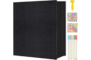 Boic Lino Album Fotos Autoadhesivo 40 Páginas Negra, Album de Fotos para Pegar y Escribir Retro DIY Scrapbook, Regalos Aniversario de Boda de Oro Cumpleaños Navidad (Negro)