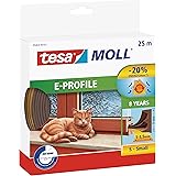 Tesa Moll E-Profile Seal - Gomma Sigillante per L'Isolamento degli Spazi tra Porte e Finestre - Marrone - 25 m x 9 mm x 4 mm