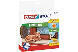 Tesa Moll E-Profile Seal - Gomma Sigillante per L'Isolamento degli Spazi tra Porte e Finestre - Marrone - 25 m x 9 mm x 4 mm