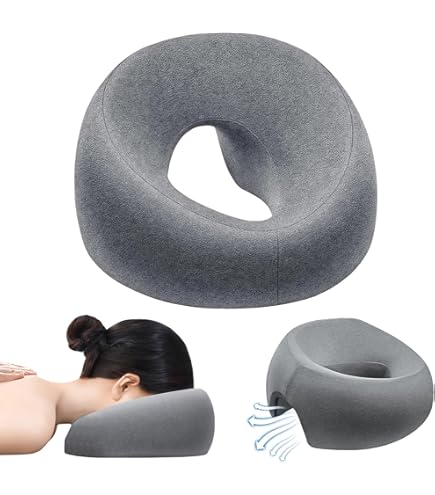 Oreiller Mammaire Massage - Mousse Mémoire, Creux Central, 45x43 Cm, Lavable