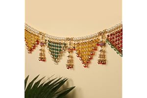 TIED RIBBONS 36 Inch Multicolor Pearls Artificial Beads Handmade Toran for Home Decor, Indian Traditional Toran Wall Hanging Bandhanwar for Home, Pooja, Housewarming, Diwali Decorations for House