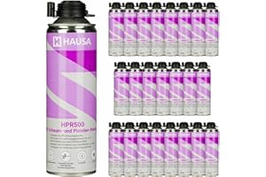 HAUSA Nettoyant pour Mousse PU et Pistolet pour mousse expansive HPR500 Détergent Dégraissage de Surfaces Métalliques Utilisation Professionnelle Nettoyage Laveur de Pistolets 24 x 500 ml