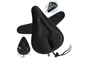 Zacro Bike Seat Cushion - Gel Padded Bike Seat Cover for Men Women Comfort, Extra Soft Exercise Bicycle Saddle Compatible with Peloton, Stationary Spin Cycling Bike, Outdoor & Indoor (11 x 7in)