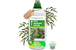 Purgrün® Ficus-Benjamini-Dünger 1 Liter – Stickstoff und Guano für gesundes Wachstum – Spurennährstoffe für eine lebendige Blattfärbung – Ergiebiges Konzentrat für ca. 400 Liter Gießwasser