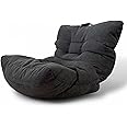 Aiire Fauteuil Pouf Salon Moderne - Pouffe Géant Interieur Adulte Ou Ado Avec Remplissage Pour Décoration De La Chambre – Gros Bean Bag XXL Ou Coussin De Sol En Velours Gris