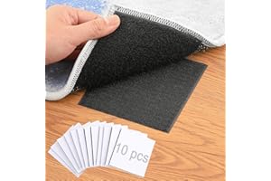 YORWE Rug Tape Pad, Rug Anchors Carpet Hook and Loop Non-Slip Mat Anti-Skid Stickers (10PCS, Black)