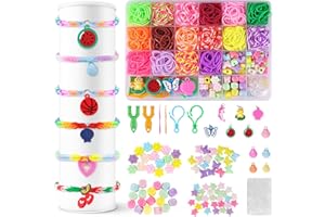 AUAUY Zestaw 1200+ kolorowych gumek w 16 kolorach, z zawieszkami w kształcie litery S, akcesoria do samodzielnie wykonanego rękodzieła, prezenty świąteczne, przyjęcie urodzinowe, 24 kratki