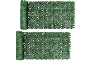 FUOBECIE Artificial Ivy Fence Screen, 2PCS Fence Screening Trellis with Artificial Leaves Privacy Trellis Roll for Balcony Outdoor Garden Wall Mat Decoration (1 x 3 Meter)