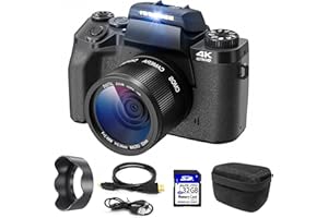 Cámara Digital 4K, CCN 64MP Cámara de Fotos con Pantalla táctil de 3.0 ", 16X Zoom Digital Cámara compacta con función WiFi, con Bolsa de cámara, Capucha, 32GB TF Card, Negro