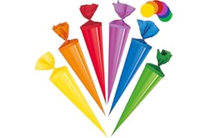 alles-meine.de GmbH 20 Stück Schultüten - 35 cm - bunter Farb-Mix - Zuckertüten - rund - Dekoschultüte - Deko - Schultütenbaum Zuckertütenbaum - Jungen Mädchen - einfarbig - Ro..