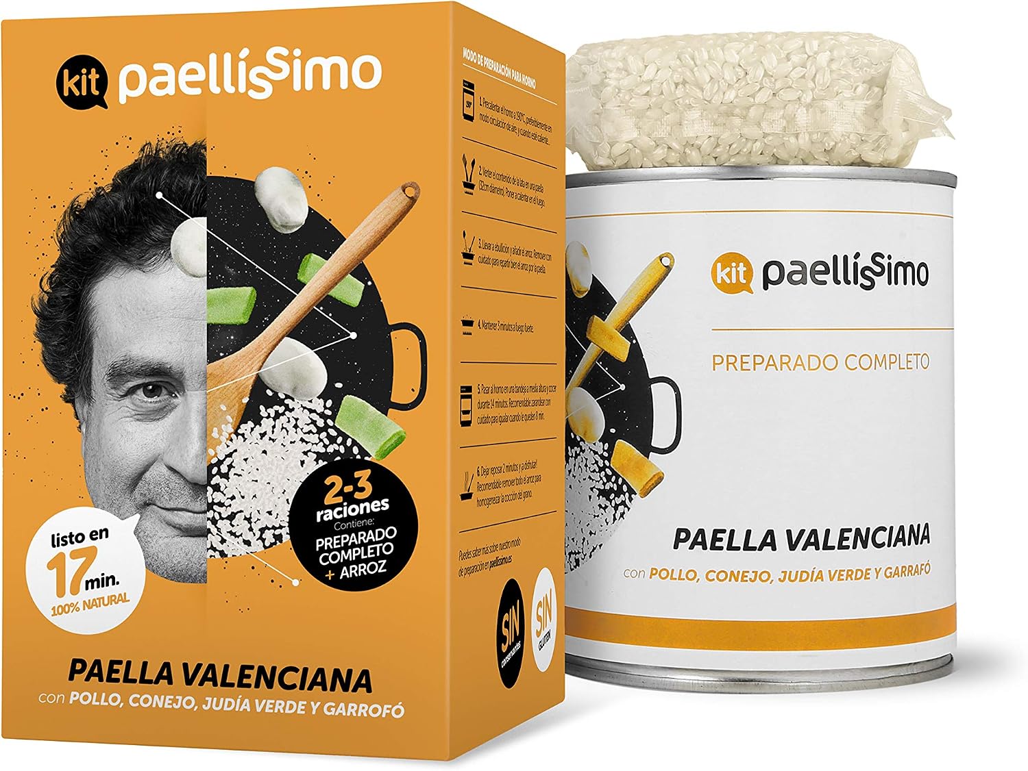 Paellissimo - Kit Preparado para Paella Valenciana, Receta Tradicional Artesana | Plato Precocinado Casero 100% Natural y Sin Gluten | 2-3 Personas | 1 Unidad