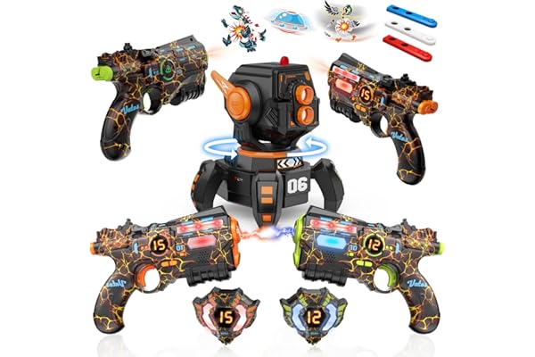 VATOS Ensemble Laser tag Infrarouge Rechargeable avec projecteur, Pistolet Jouet pour 2 Joueurs avec Affichage numérique LED du Score, synchronisation des données en Temps réel à 2,4 GHz