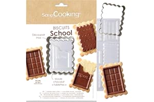 ScrapCooking - Kit Biscuits « School » - Découpoir en Inox & Moule Tablettes Chocolat - Kit Emporte-Pièce Petits Gâteaux Petit Beurre - Accessoires Pâtisserie Enfants Goûter - 2113