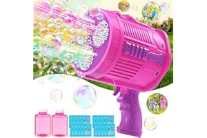 PIEKIDSFUN Bubble Gun, Bubble Machine Gun for Kids Automatic Bubble Blaster with 20 Packs Bubble Solution for Birthday Party Decorations Summer Outdoor Toy Gifts for Supplies