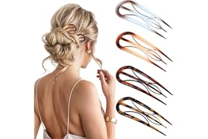 APAUSVCM 4Pcs French Hair Pin, U Shaped Hair Pins for Girls Women Large Anti-Static Hairs Styling Pins for Thin Thick Hairs Bun Holder Accessory Gift for Women Mom Wife Daughter Mothers Day (Three Prong)