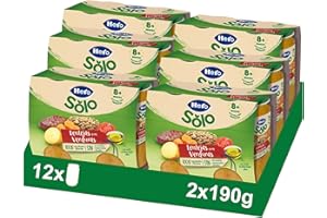Hero Baby Tarrito Infantil - Tarritos Recetas Caseras de Lentejas con Verduritas, Sin Aceite de Palma, Sin Sal Añadida, Para Bebés desde 8 Meses, Ingredientes 100% Naturales, 6 Packs de 2 x 190 gr