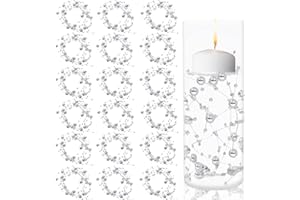 NWVUOP 24 Pack Artificial Pearl String for Floating Candles, 1.5 m/59 Inch per Pearl String for Vase Filler for Wedding Table Party Home Centerpieces Decoration, Silver
