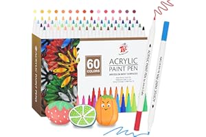 TBC The Best Crafts Acrylic Paint Pen -60 Color waterproof, non-toxic, odorless, suitable for paper, pottery, stones, backpacks, glass, eggs, fabrics, plastics, handicrafts, gift cards Gifts for Kids