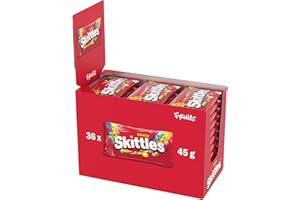 MARS SKITTLES - Bonbons Goût Fruits - 36 Sachets de 45g - Goûts Cassis, Citron, Citron Vert, Orange & Fraise - Vegan - Grand Format - 1,620kg