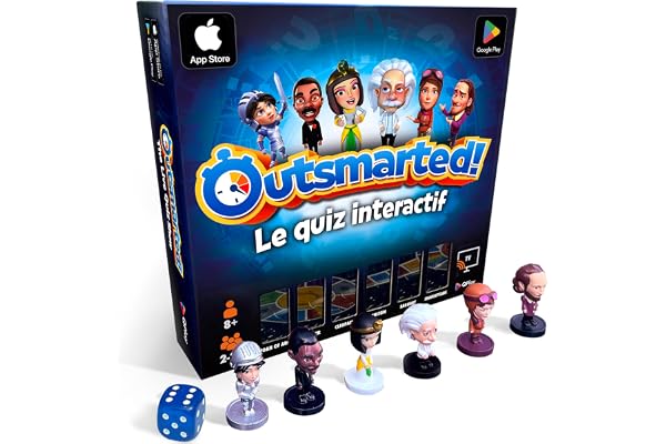 Outsmarted - Le Jeu de société connecté à Une appli, façon Quiz télé ! | Enfants, Ados & Adultes | Une soirée Jeu Nouvelle génération en Famille ou Entre Amis | 2 à 24 Joueurs | À partir de 8 Ans