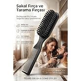 Transformacion Profesyonel Sakal Fır&ccedil;ası ve Tarağı, 2'si 1 Arada Fade Ense Fır&ccedil;ası, Doğal Kıl Sakal Şekillendirici Bakım Seti