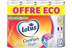 LOTUS Confort Style x24 - Papier toilette double épaisseur - Papier toilette lot de 24 - Offre Economique