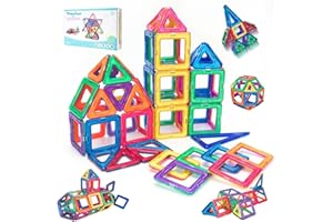 Theefun magnetyczne klocki konstrukcyjne, zestaw płytek magnetycznych, zabawka dla chłopców i dziewcząt w wieku 3 / 4 / 5 / 6 / 7 / 8 lat, zabawki konstrukcyjne, kreatywność, edukacyjne zabawki dla dzieci z kształtami magnetycznymi, 60 szt.