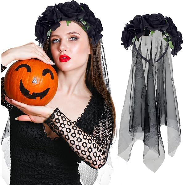 Zoestar Cerchietto Halloween Con Rose E Ragno – Corona Fiorale Per Donne E Ragazze – Festa Dei Morti E Cosplay