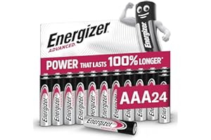 Energizer Advanced - AAA Batteries (24 Pack) - Triple A Battery 1.5V - Up To 100% Longer Lasting - Ideal for High-Drain Devices - 0% Plastic Packaging - 10 Year Shelf Life [Amazon Exclusive]