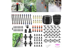 IRmm Drip Irrigation System, 100FT/30M+16FT/5M Drip Irrigation Hose, DIY Saving Water Automatic Drip Irrigation Kit with 1/4 inch 1/2 inch Blank Distribution Tubing for Garden, Greenhouse, Lawn, Patio