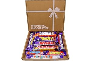 THE POSTAL CHOCOLATIER Dairy Milk Chocolate Gift Box Hamper, Full Sized Bars, Letterbox Friendly, Perfect for Presents, Surprises Birthdays and Treats, Twirl, Double Decker, Crunchie.