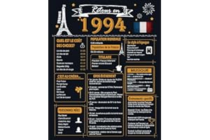 Woaipati Retour en 1994 Affiche d'anniversaire - Décorations du 30e anniversaire - Idée de cadeaux d'anniversaire de 30 ans et articles de fête - Décor de centres de table d'anniversaire