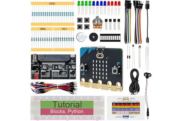 Freenove Basic Starter Kit for BBC Micro:bit (V2 Included), 179-Page Detailed Tutorial, 162 Items, 27 Projects, Blocks and Python Code
