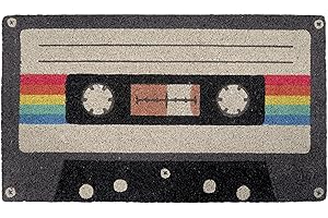 Fisura - Zerbino moderno in cocco con fondo antiscivolo in PVC. Zerbino originale dipinto a mano. Dimensioni: 70 cm x 40 cm. (Cassetta, marrone)