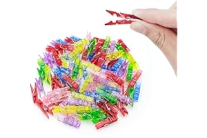 WisePoint Mini Pegs 100pcs, Plastic Small Pegs Cute Photo Clips for Crafts, Gift Wrapping, Picture Hanging, Photo Display (style 2)