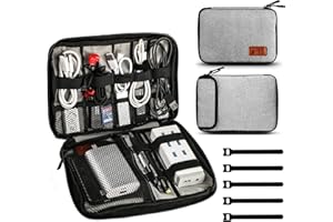 JamBer Universal Travel Kabel Organizer Tasche Elektronische Accessoires Tragen Fall Karton Handtaschen Organizer für USB Cable Power Banks Festplatte mit 5 x Kabelbinder (Grau)