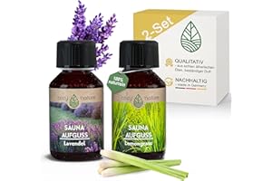 ‎COZYNATURE CozyNature® Saunaaufguss mit ätherischem Öl | Sauna Aufgussmittel | Sauna Zubehör | 2 Set - Lemongrass & Lavendel - 2x 100ml | inkl. Gratis Sauna E-Book