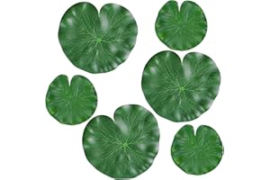 FFWHKON Floating Lily Pads Plastic Pond Ornaments, 6Pcs Artificial Lotus Leaves,Plastic Foam Water Lily Pads Foliage Pond Decor for Koi Fish Pool Patio Aquarium